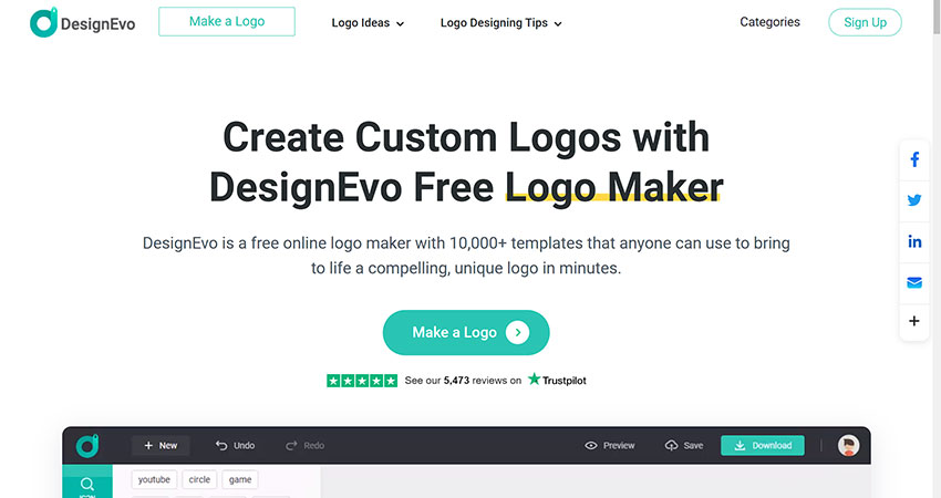 بهترین سایت طراحی لوگو با هوش مصنوعی 6 سایت طراحی لوگو design Evo